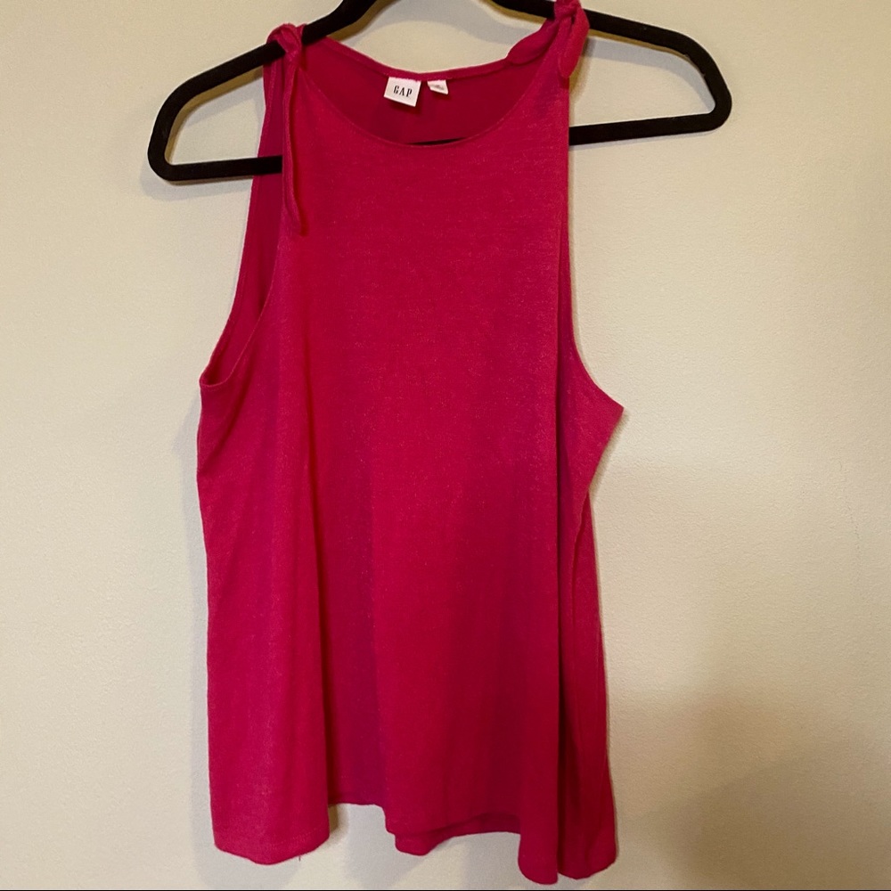 Gap Hot Pink Tie Sleeve Tank, Medium